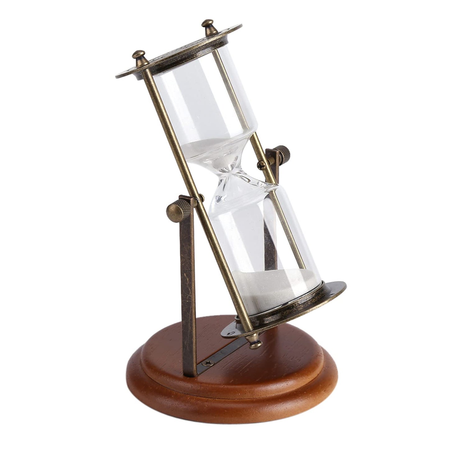 15 minute hourglass, vintage metal 15 minute hourglass, unique hourglass timer with glass for gift home office desk