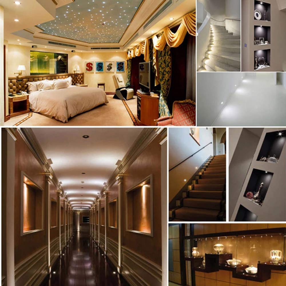 kpslucerna Mini LED Spot recessed ceiling light 9 pieces 12V 1W, the built-in lamp, IP65 spot, Built-in ceiling light for kitchen, stairs, closet, hallway (Black cover warm white 120°)