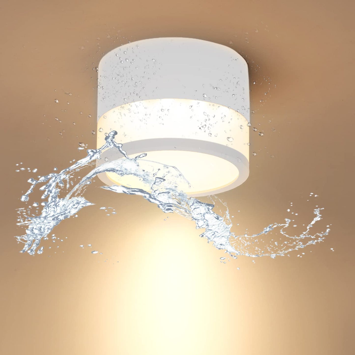 Temgin IP65 surface-mounted ceiling light in matte white, LED 12W 3000K warm white, aluminum ceiling spots, 230V Ø10cm mountable ceiling lamp for bathrooms.