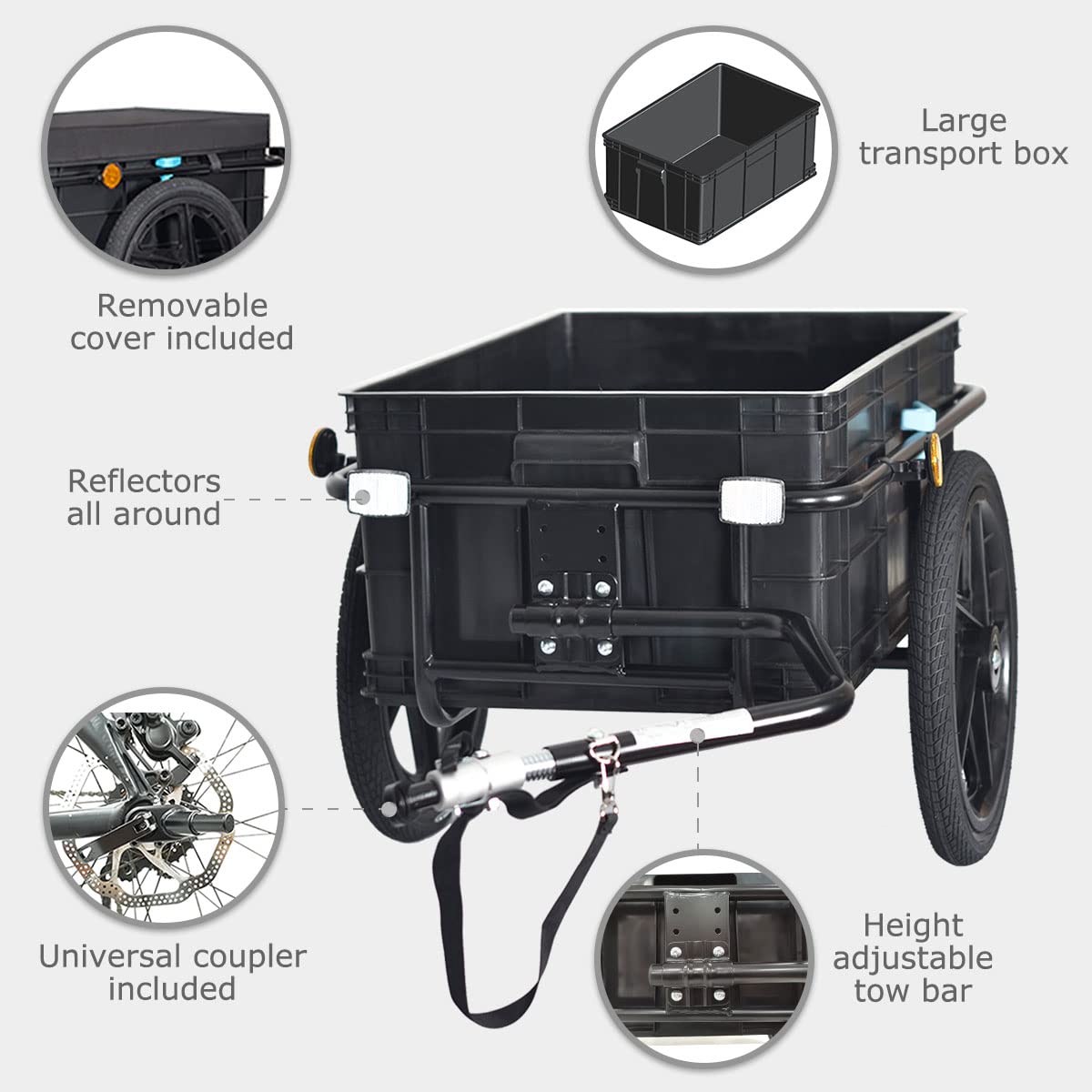 Tiggo VS Plus bicycle cargo trailer & handcart with 70 liter transport box bike trailer transport cart 20317