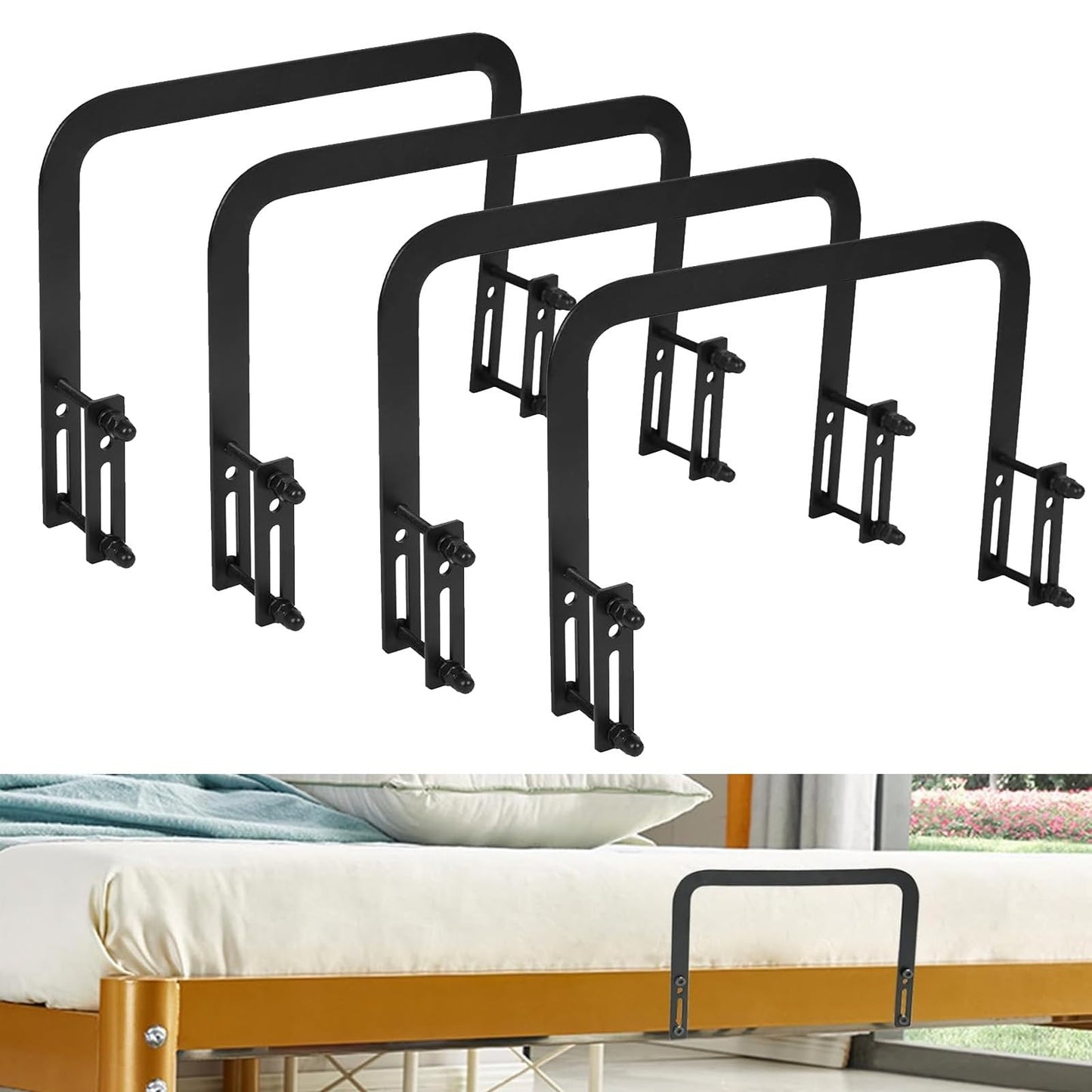 4 pieces of mattress clamps, Non-slip mattress holder, Adjustable mattress stabilizers, Prevent mattress from slipping, for solid bed panels, tatami platform beds, flush beds.