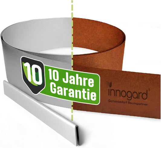 innogard lawn edge Corten steel L10m H25cm - Flexible bed edging 1 mm thick lawn edging tape for garden bed bordering bed edging