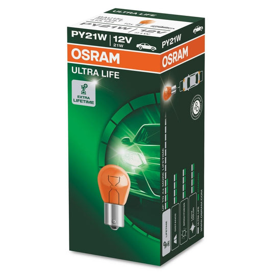 Osram ULTRA LIFE PY21W Halogen signal lamp, indicator light, 7507ULT, 12V car, blister pack (10 pieces)