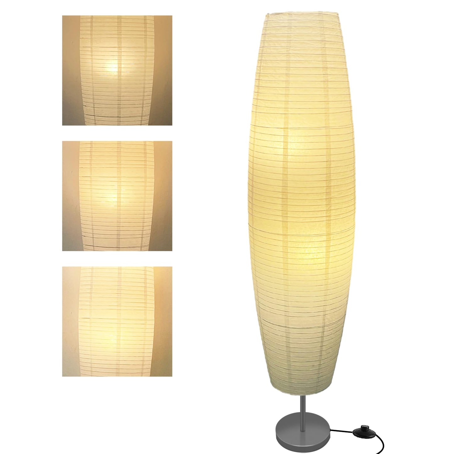 LALISU Floor Lamp Paper Lamp Modern Floor Lamps with Lampshade, Floor Lamp for Living Room with Foot Switch, Bedroom, and Study Room (White-01)