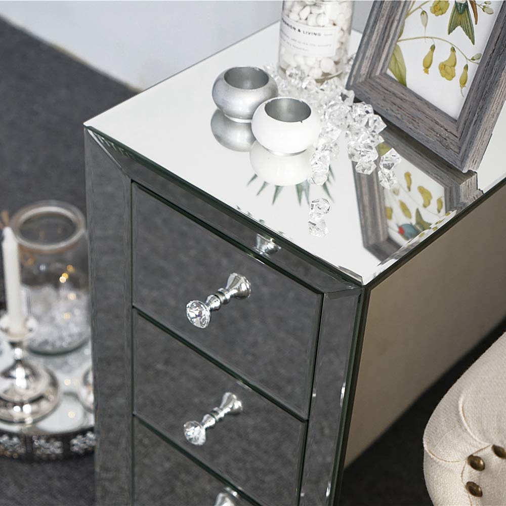 LEADZM nightstand with 3 drawers, 1 piece, side table bedside cabinet, glass storage cabinet for living room, bedroom, office, bathroom, etc, 30 x 30 x 60 cm
