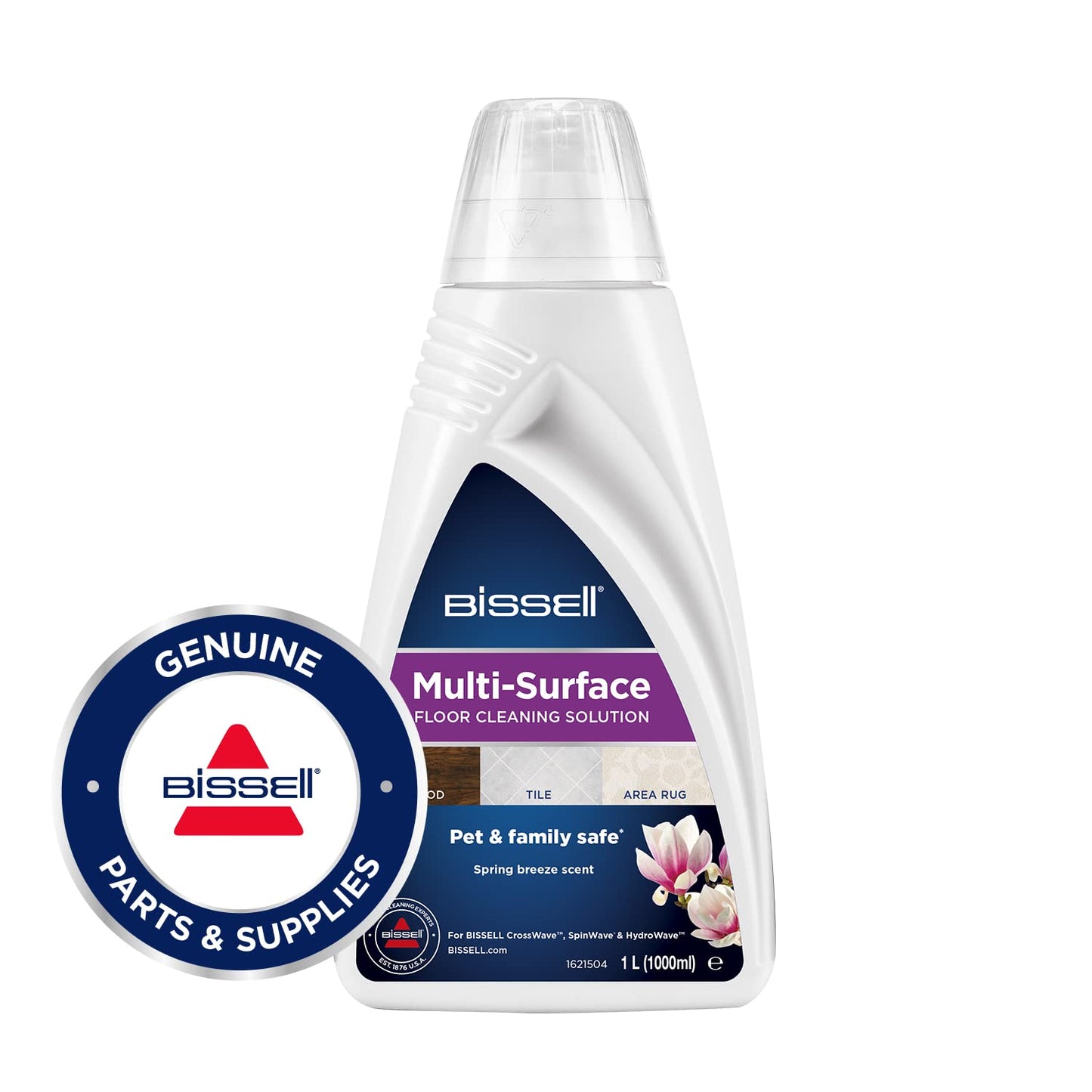 BISSELL Multi Surface Cleaning Solutions Pack, Stain Remover for Hardwood Floors, Laminate, and Carpets, 3 x 1 Liter, For CrossWave, SpinWave, and HydroWave, 2885