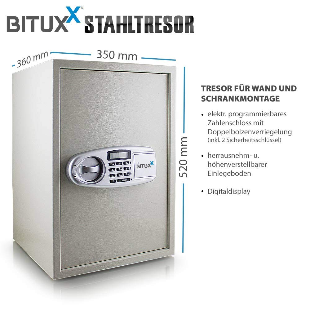 BITUXX® Electronic safe wall safe wall safe money safe cabinet safe steel cabinet money safe safe safe armored cabinet document safe light gray