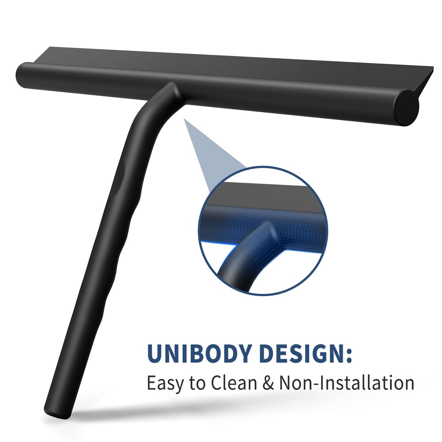 Ecooe silicone shower squeegee 33cm black, squeegee shower with holder, no drilling shower squeegee, window squeegee with stainless steel core, bathroom wiper for glass, mirrors, windows, tiles.