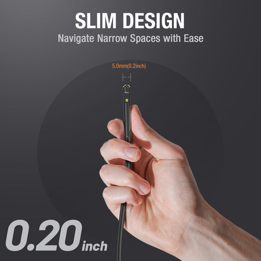 5mm endoscope camera with light, Teslong 1080P HD dual lens endoscope camera, 5-inch color screen endoscope, IP67 waterproof inspection camera snake camera, 32GB TF card (5 meters)