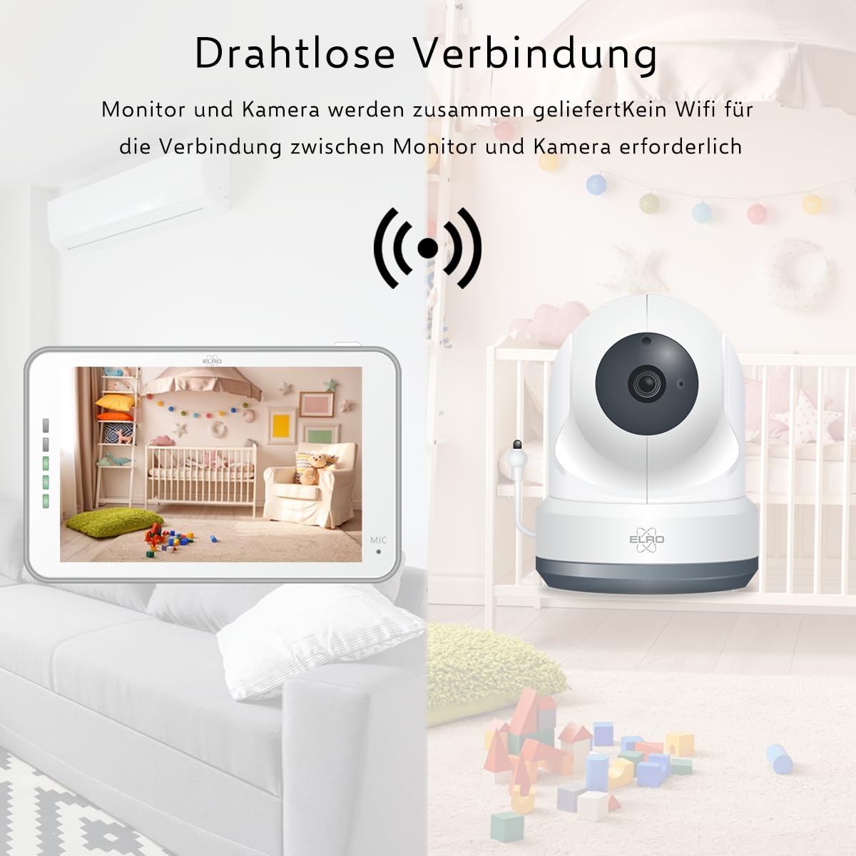ELRO BC4000 Baby Monitor Royale Full HD baby monitor with 12.7 cm touchscreen and app