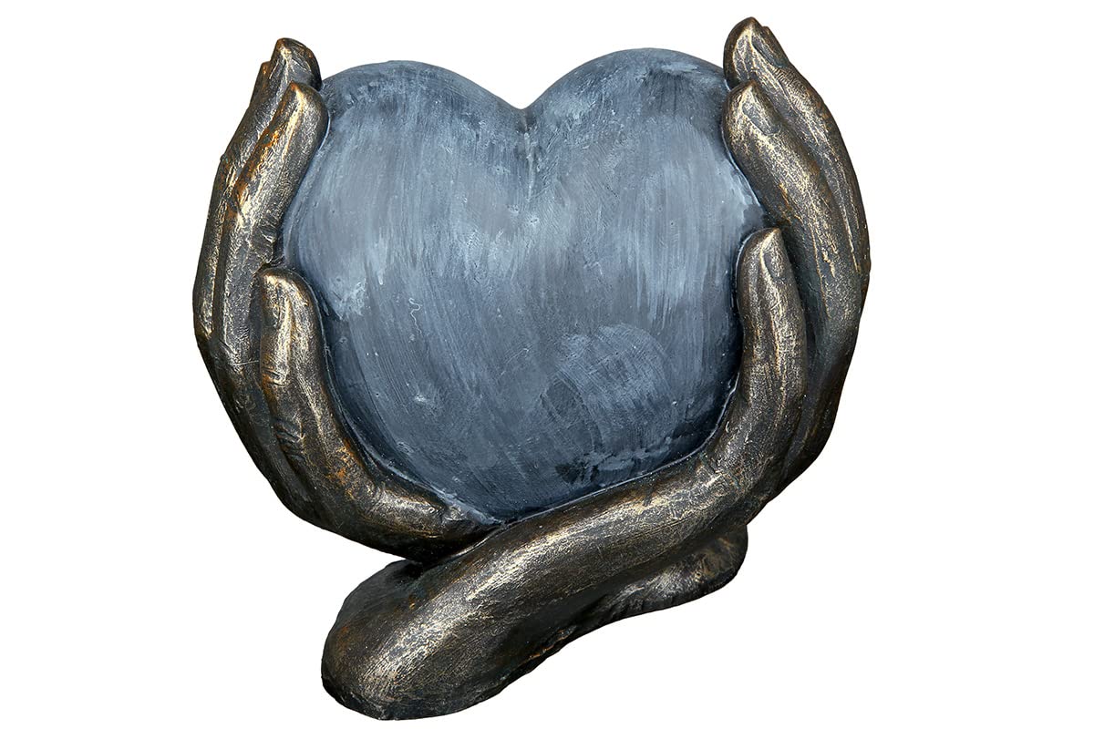Casablanca modern design GILDE deco sculpture heart in hands - poly - gift birthday christmas - deco living room - color: bronze gray - height 15 cm.