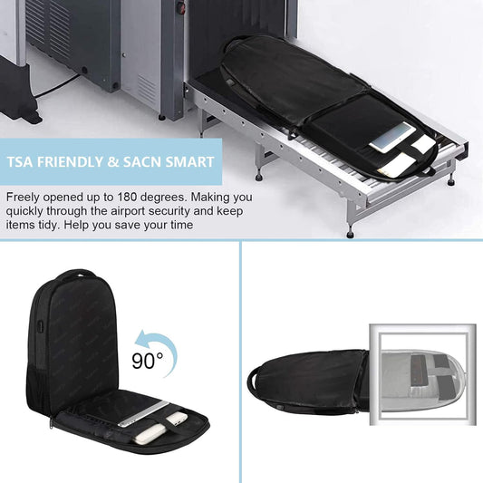 MATEIN backpack for men, large laptop backpack 17.3 inch school bag with USB charging port anti-theft business work travel backpack teenager notebook college tech women, black