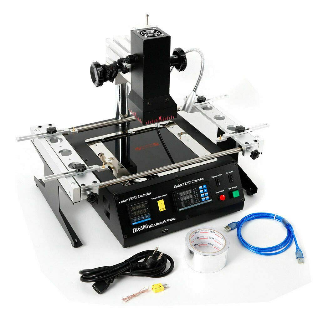LENJKYYO Infrared Rework Station, Soldering Station, BGA Desoldering Station 800W, Workbench Welder IR6500 SMD SMT Soldering Machine Soldering Repairs 8 Segments for Increasing Temperatures (EU-Plug)