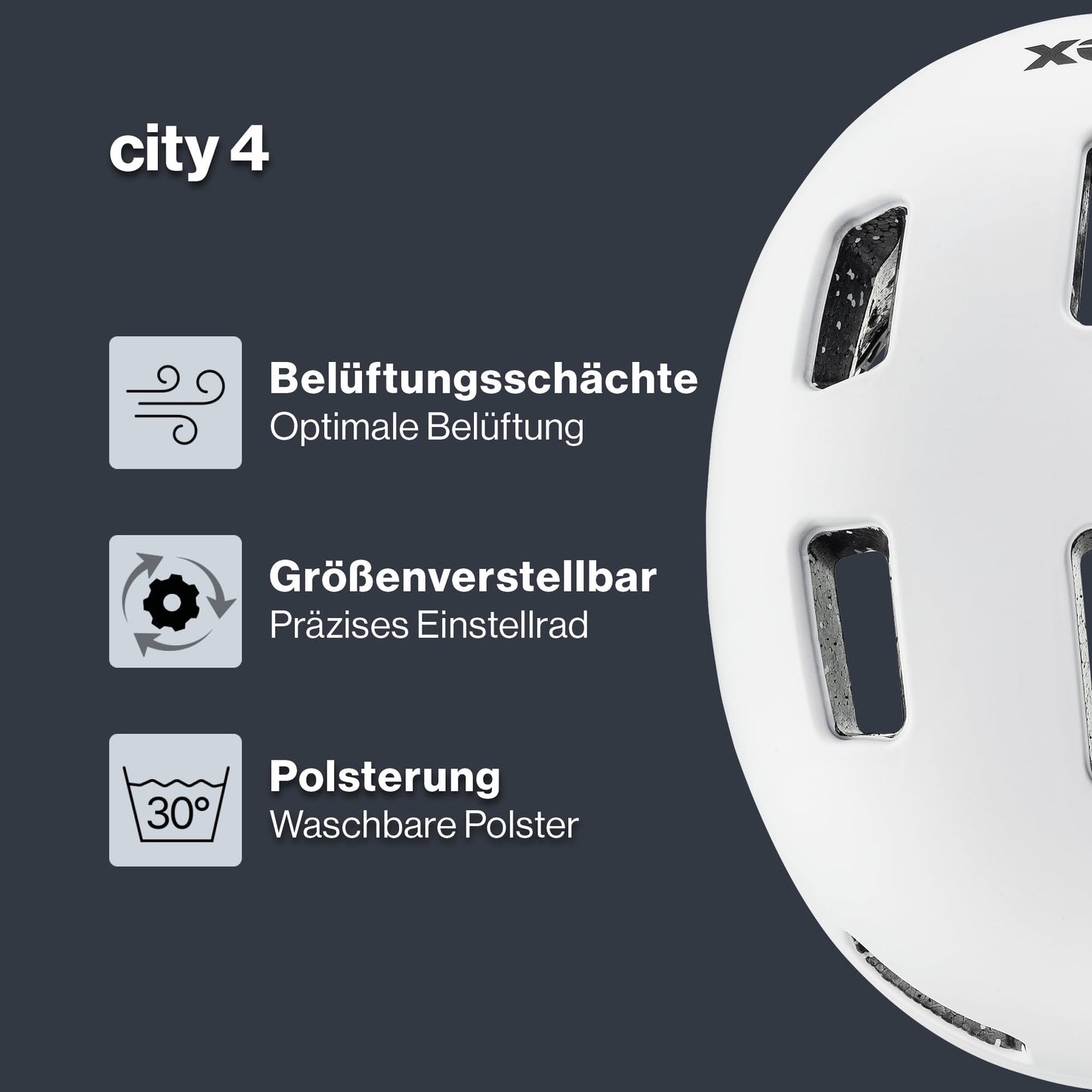uvex City 4 - Lightweight city helmet for men and women - individual size adjustment - incl. LED light - White Skyfall matte - 58-61 cm