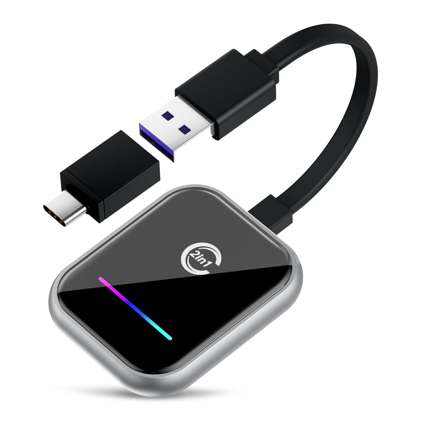 Android Auto & Carplay Wireless Adapter: 2 IN 1 Mini Wireless Adapter for converting Wired Android Auto/Carplay to wireless, USB/Type C Plug and Play, Stable Automatic Connection
