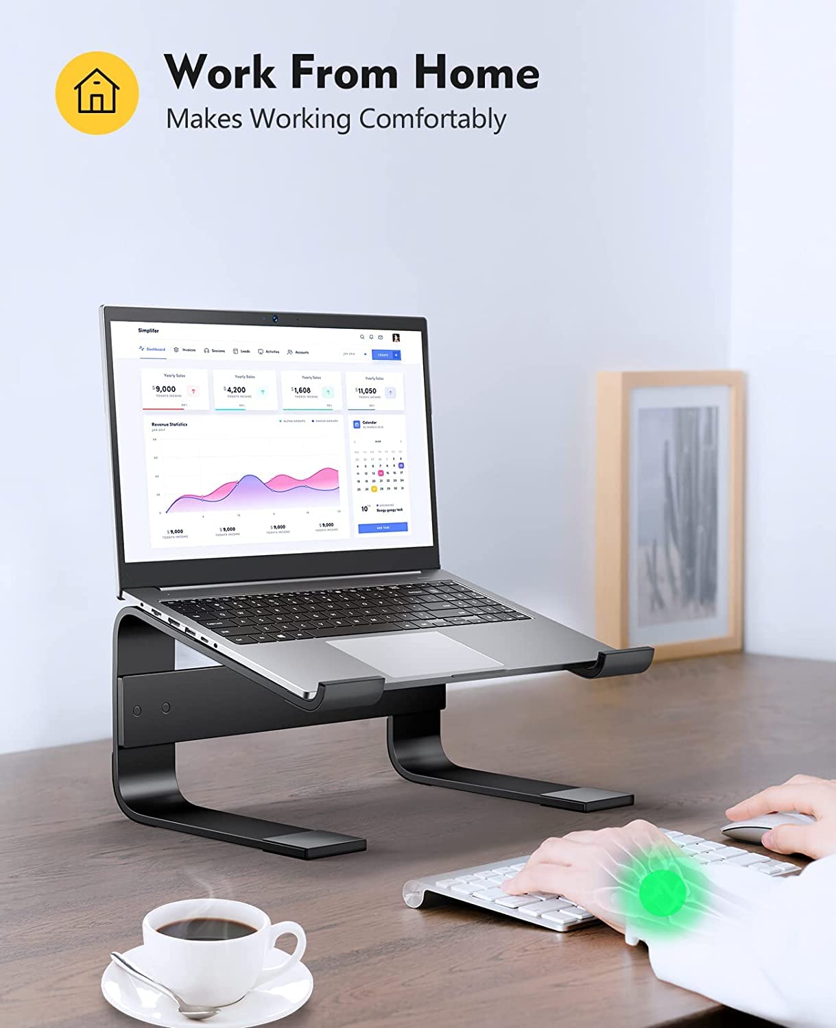 Soqool Laptop Stand, Aluminum Laptop Stand with Ventilation, Ergonomic Laptop Holder for Desk, Compatible with MacBook Air/Pro, Lenovo, Huawei, Acer, Dell, HP (10-17 inches)