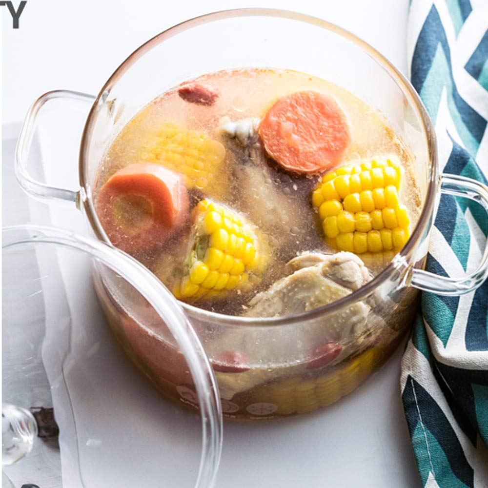 TAMUME 1000ML Glass Bowl for Microwave Glass Pan for the Microwave Not Suitable for Stovetops, Brown Glass Pot with Lid and Handles