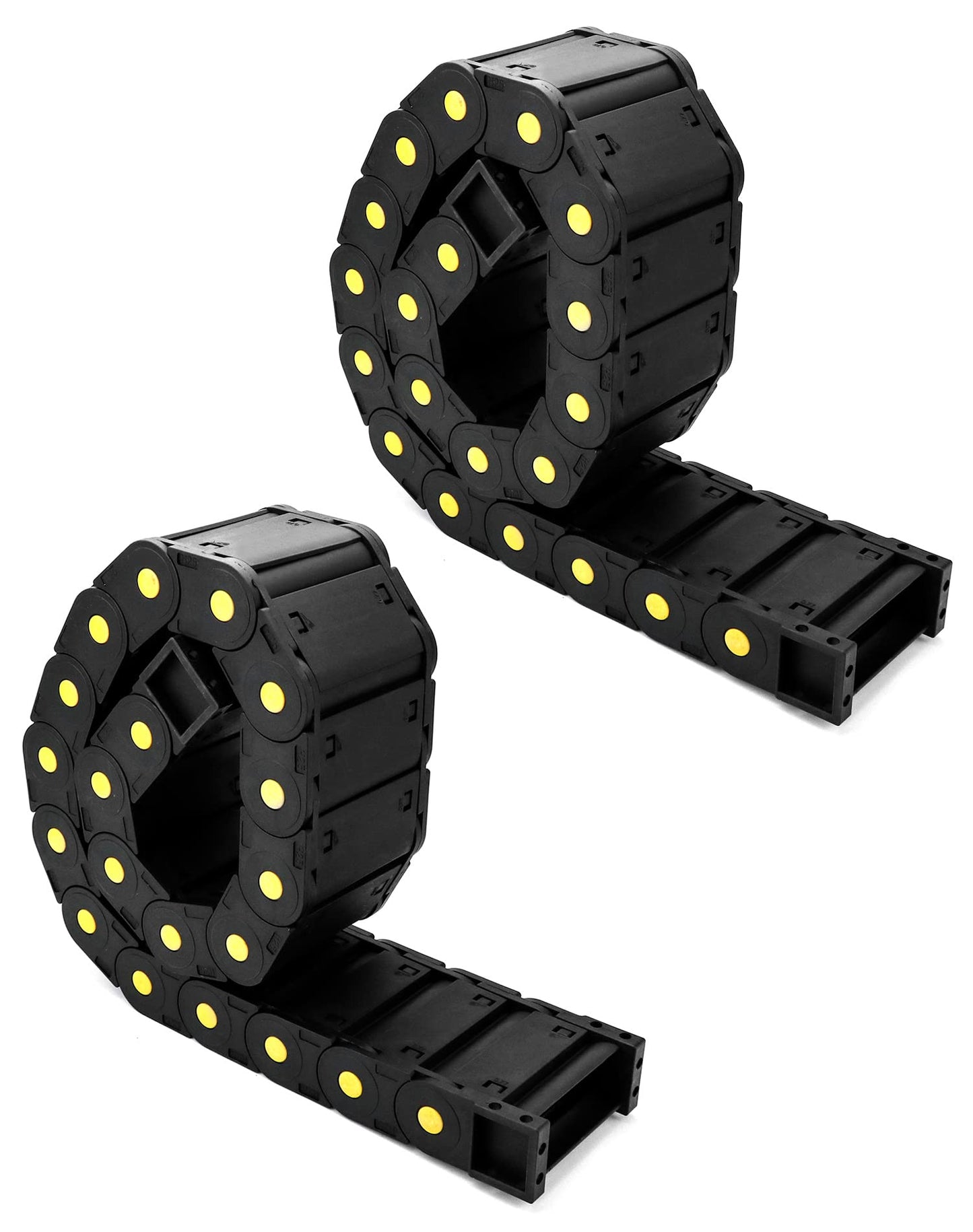 QWORK Nested semi-open plastic cable drag chain, flexible closed twist chains, 2 pieces, wire carrier toughness, closed chain for 3D printer parts, CNC-3D electric machines.