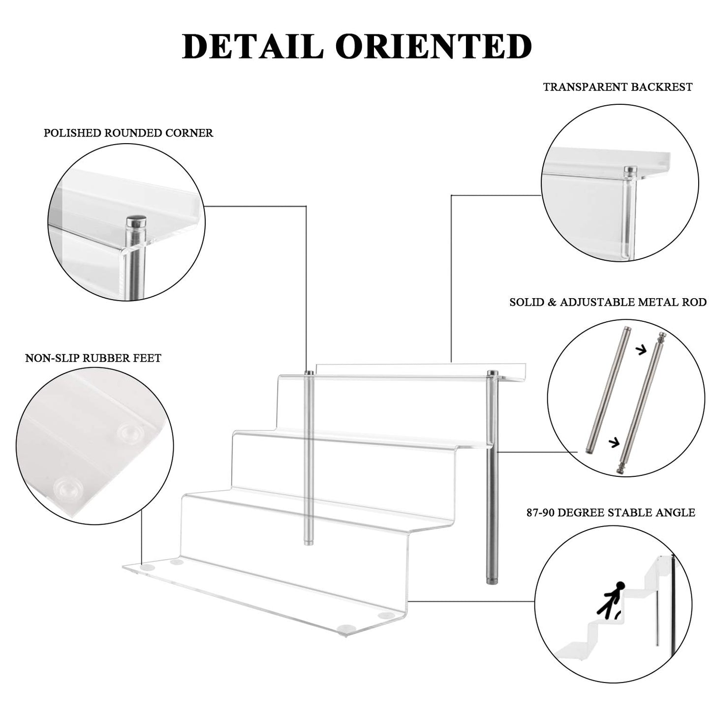 LileZbox acrylic display riser shelf for pops figures, clear large 4-tier display stand for showcasing or collecting, cupcake dessert product, 1 pack (30 x 28 x 22 cm)