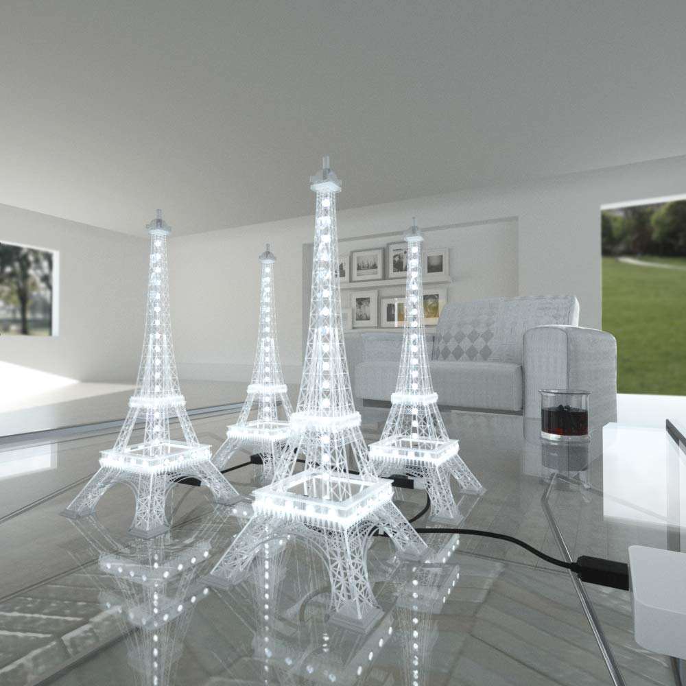 BTF-LIGHTING USB 5V Romantic Eiffel Tower Built-in Color Changing Night Light 9.8 Inch 48 LEDs WS2812B RGB Mini Night Light Desk Table Lamp Birthday Gift