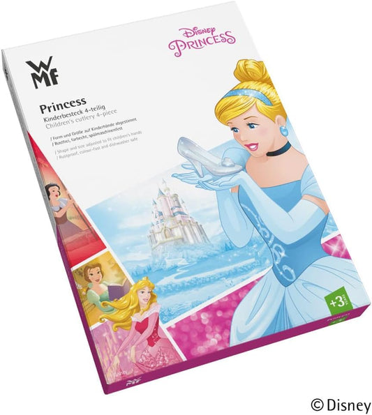 WMF Disney Princess Kids Flatware Set 4-piece, Girls' Stainless Steel Kids Flatware, For Children Ages 3 and Up, Polished Cromargan, Dishwasher Safe
