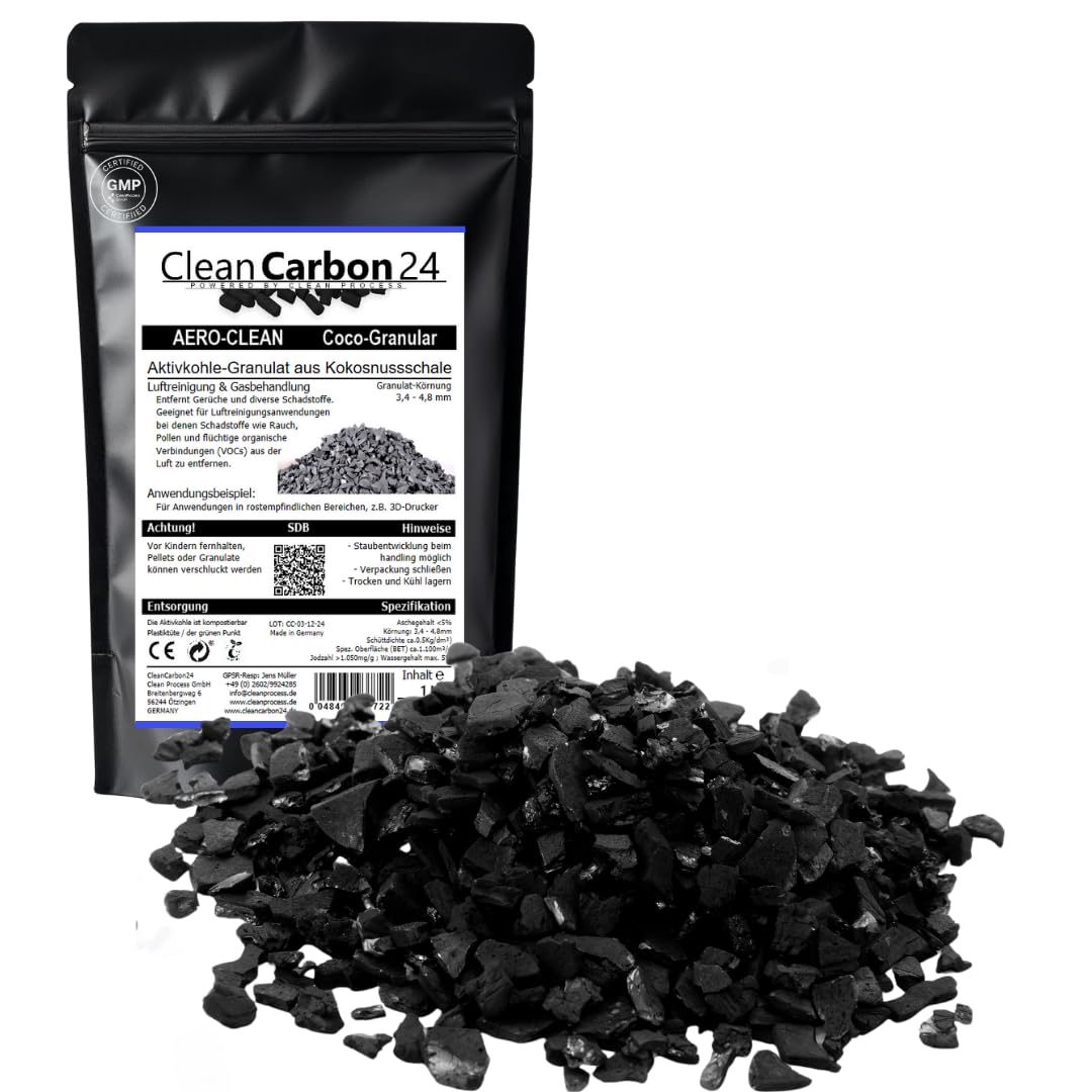 Activated charcoal granules 3.4 - 4.8mm, made from coconut shells for air purification (2.5 liters)