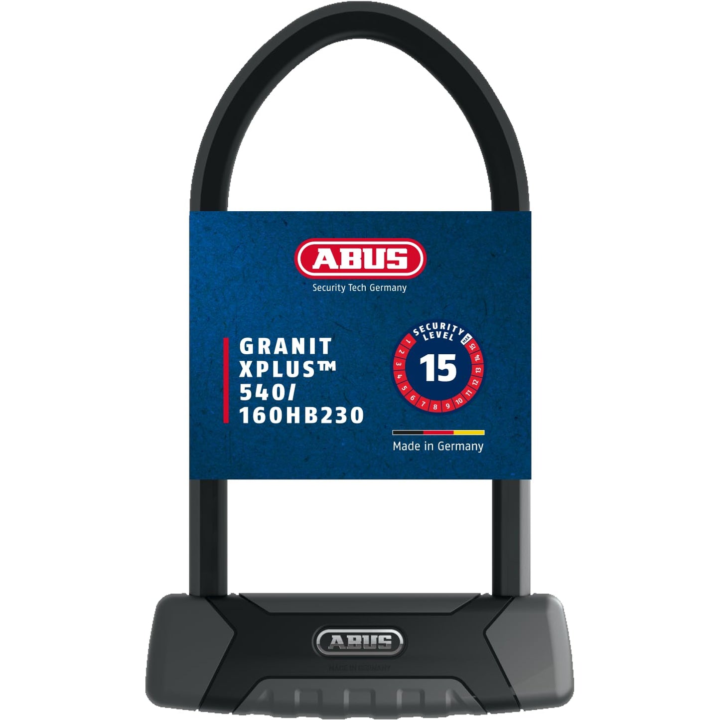 ABUS U-lock Granit XPlus 540 + USH Mount - Bike lock with 13mm shackle and XPlus cylinder - ABUS Security Level 15-230mm shackle height