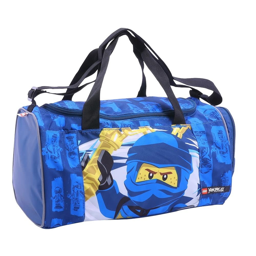 Familando Lego Ninjago backpack set 5 pieces. Easy school bag Jay with filled pencil case, gym bag, rain cover, and large sports bag Blue Ninja Jay.
