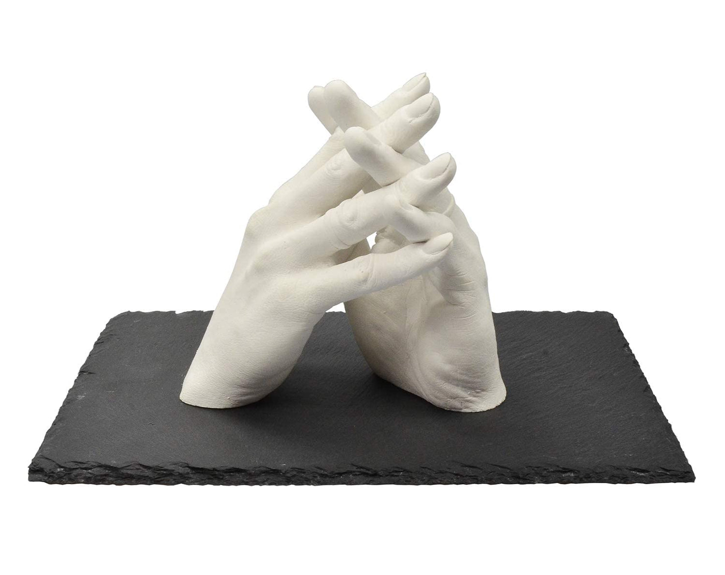Lucky Hands Family & Wedding Casting Kit Duo | 3D Handprint Set DIY for 2 adult hands | Plaster mold for wedding, family, kids & teens (incl. slate base 20 x 30 cm)