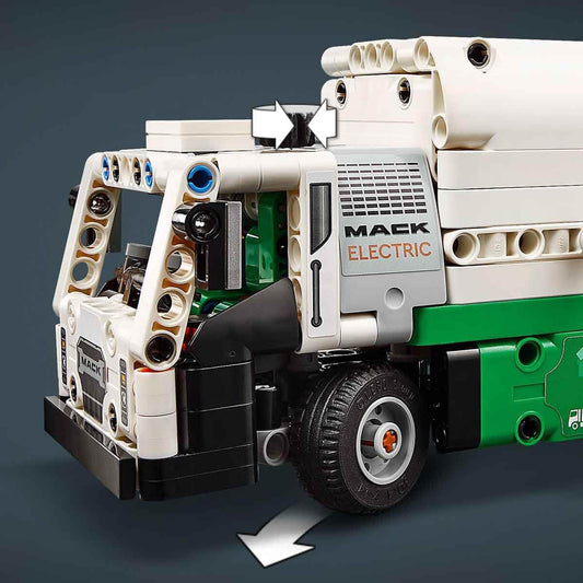 LEGO Technic Mack LR Electric Garbage Truck, recycling role-play garbage truck model, buildable truck toy for kids, car gift for boys and girls aged 8+, who love vehicles 42167