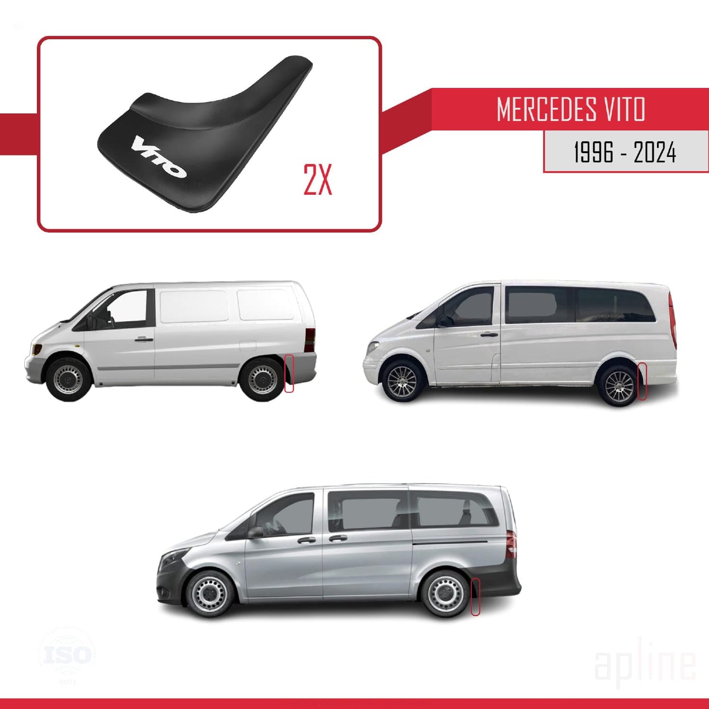 Alpine mudguards splash guard for Mercedes Vito Front + Rear 4-piece set