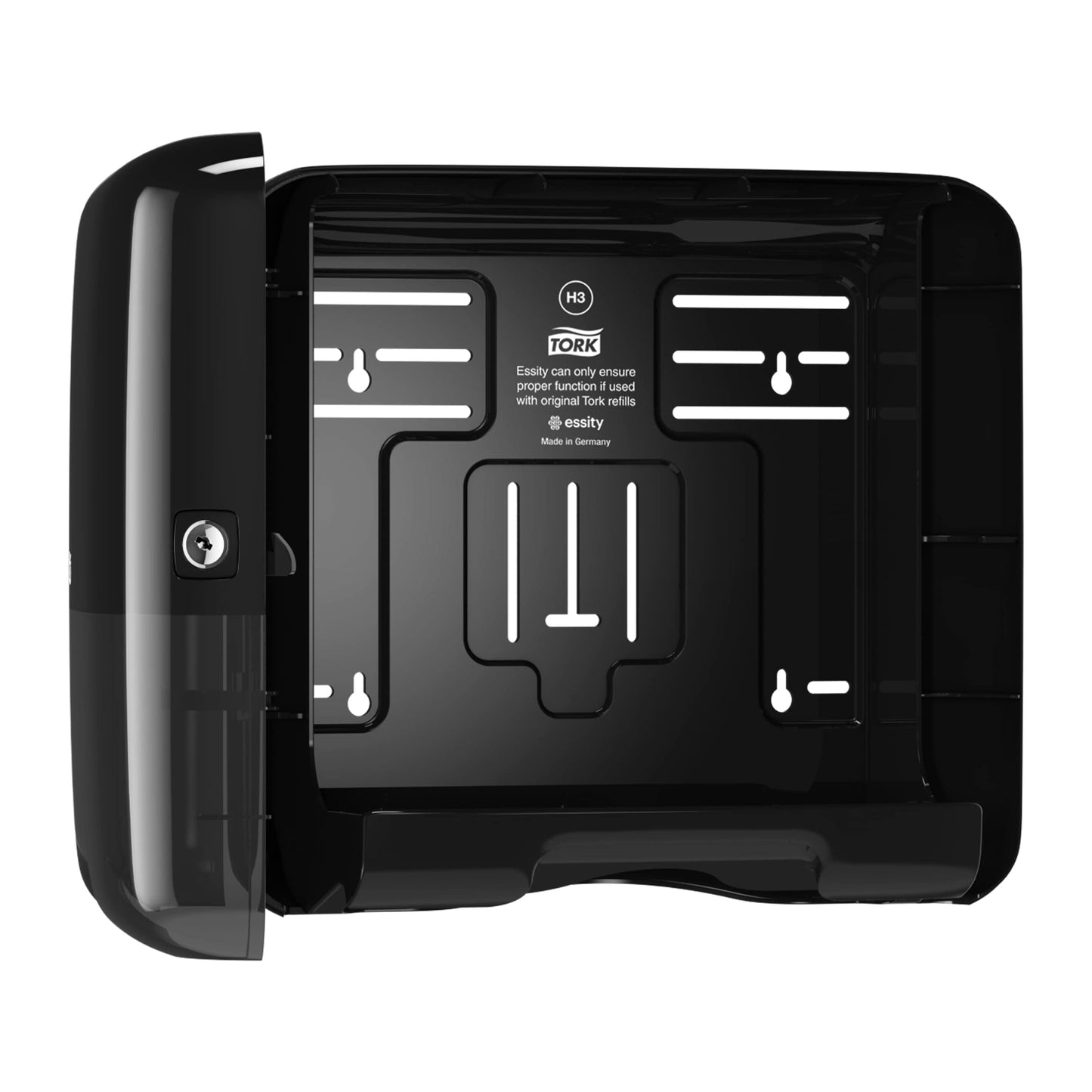 Tork Mini Dispenser for zigzag and fold towels 553108, Elevation Design - Compact H3 towel dispenser for fold towels for single sheet removal, black.