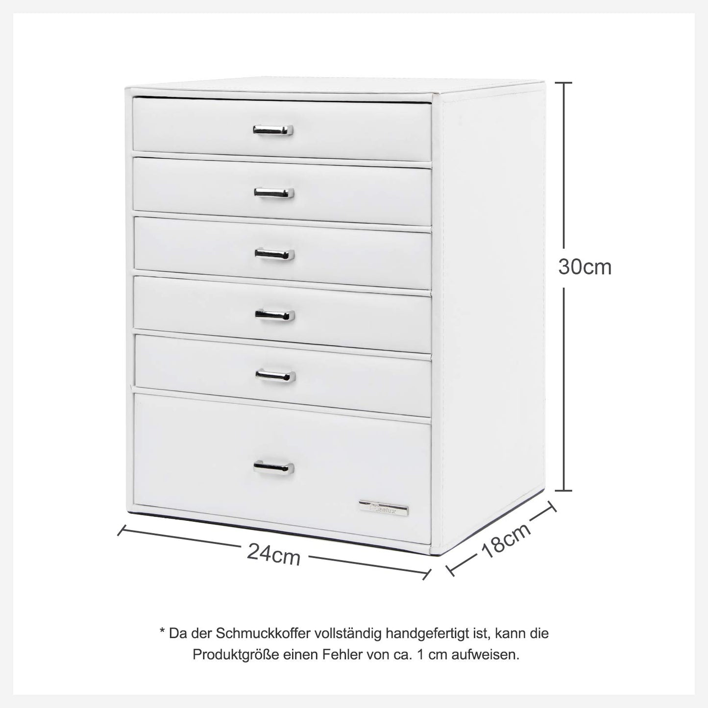 Yorbay jewelry box with 6 drawers in white, Seelux series jewelry box for necklaces, watches, rings, bracelets, earrings (Reusable)