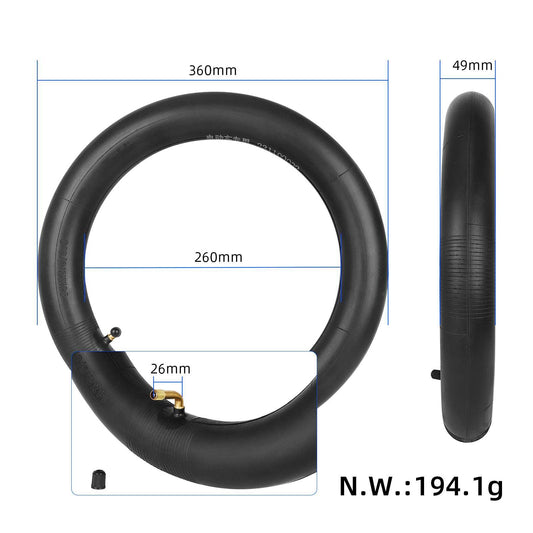 VOLOHAS 14*2.5/3.0 Bike Tubes Thickened Inner Tube with Bend Valve 14 Inch Electric Bike Butyl Rubber Tube Tube for Tire Kids Bike Tube for Electric Cars (2 Pieces)