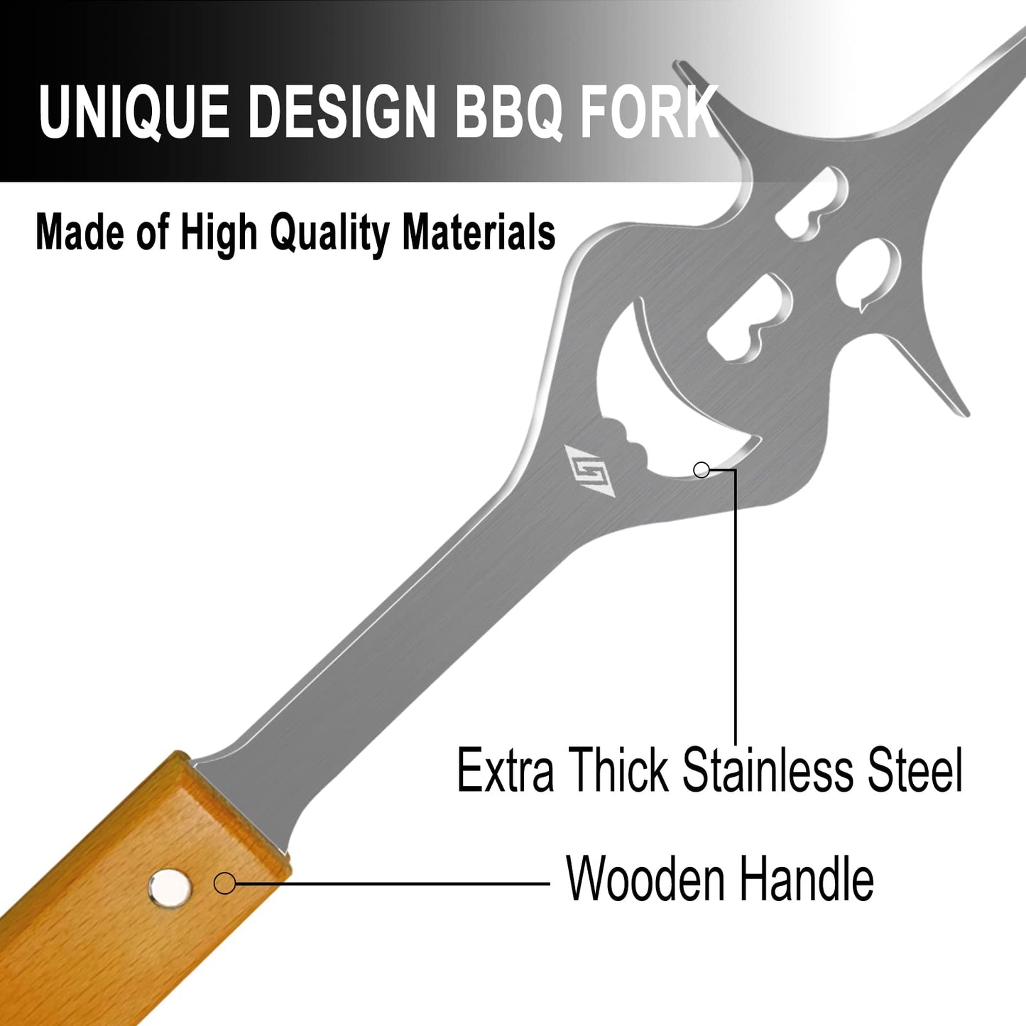 6-in-1 grill accessory-35cm meat fork, built-in grill tool set function, charcoal and gas grill accessory, kitchen helper, multifunctional grill utensil, grill accessory men's gift