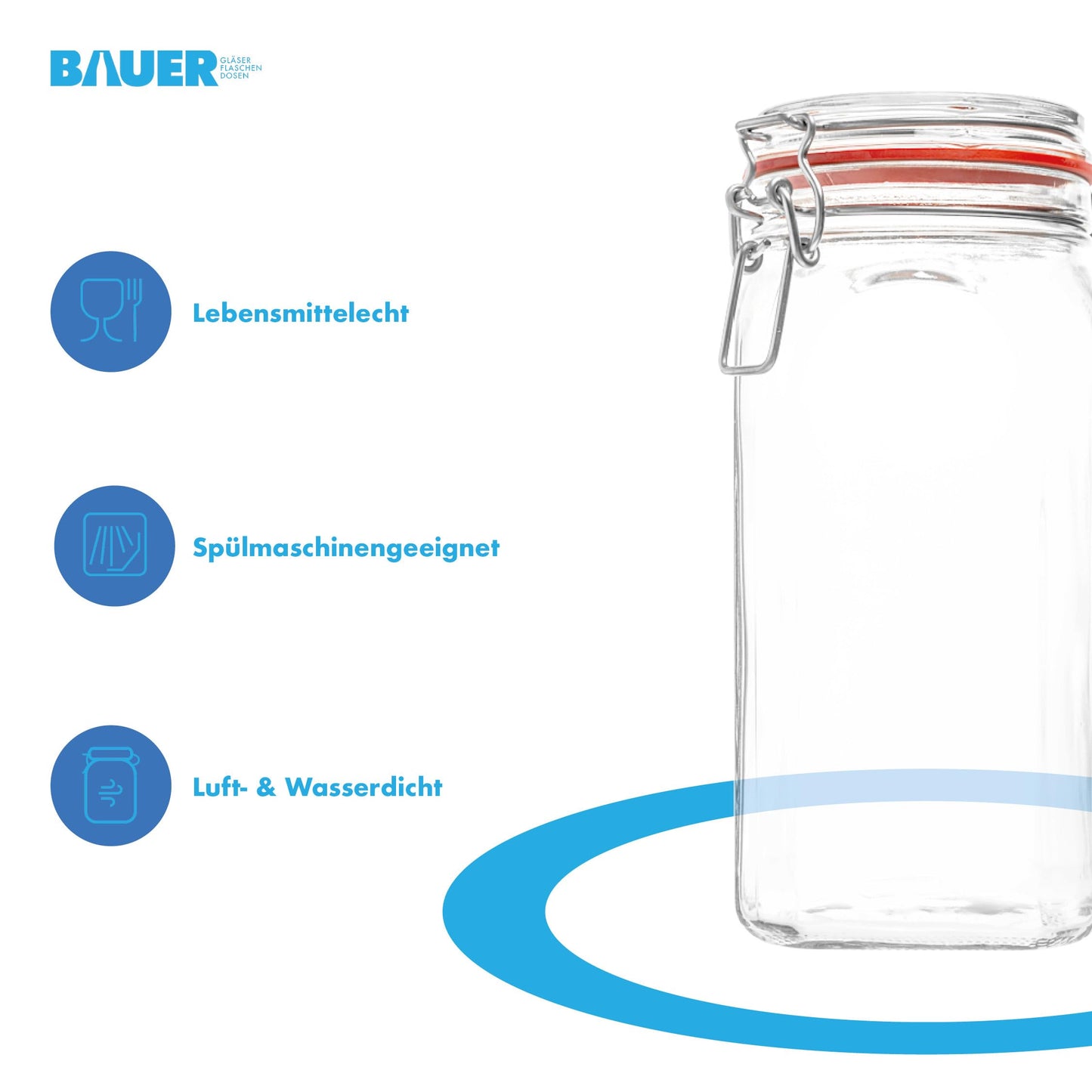 Bottle maker - 12-piece set wire bail jars 1550ml, usable as canning and fermenting jars, for storage, jars for filling, including labels, jars with wire bail - Made in Germany.