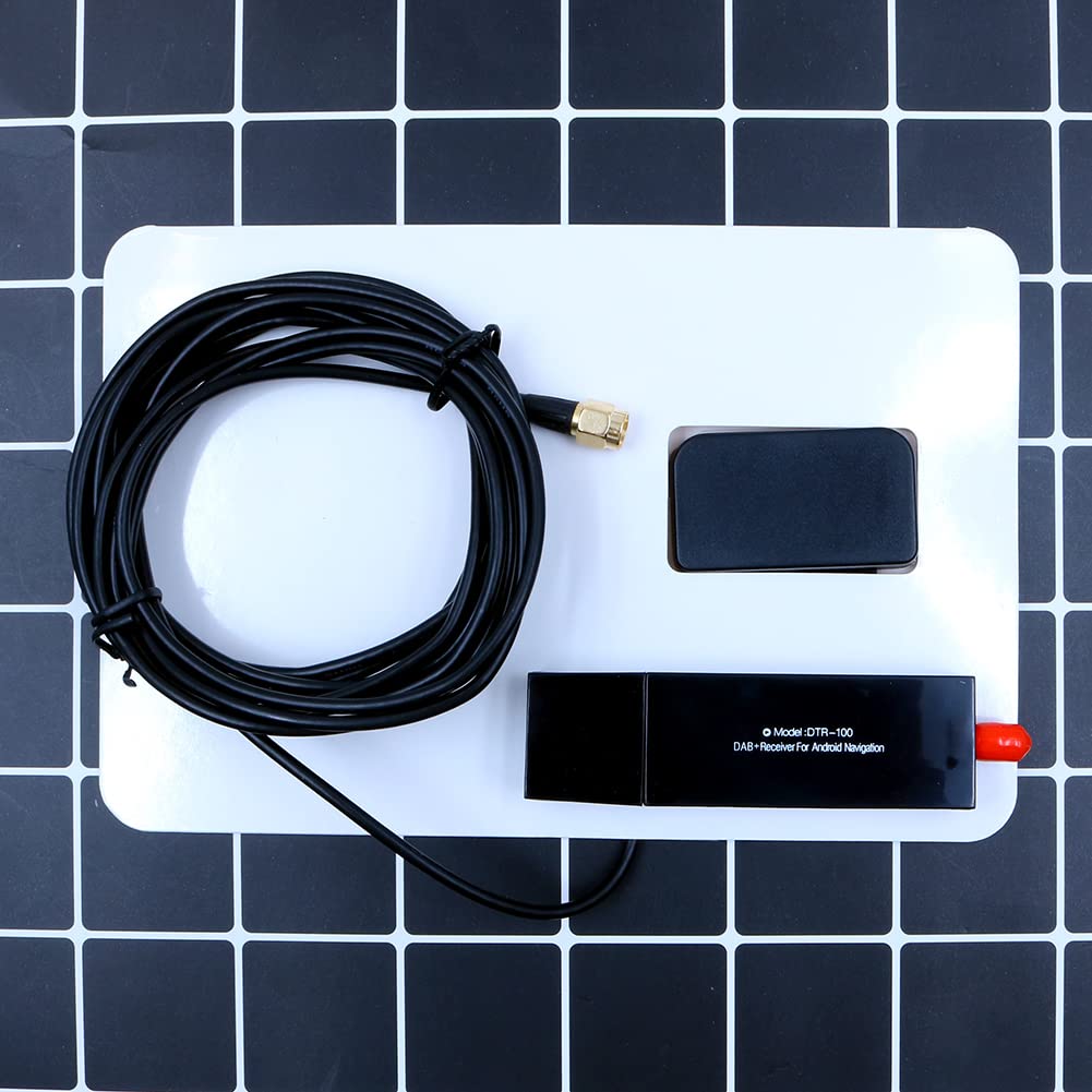 DollaTek DAB Radio Receiver in-Car Antenna Digital DAB+ Adapter Tuner Box Audio USB Amplified Loop Antenna Decoding Radio Reception for Android