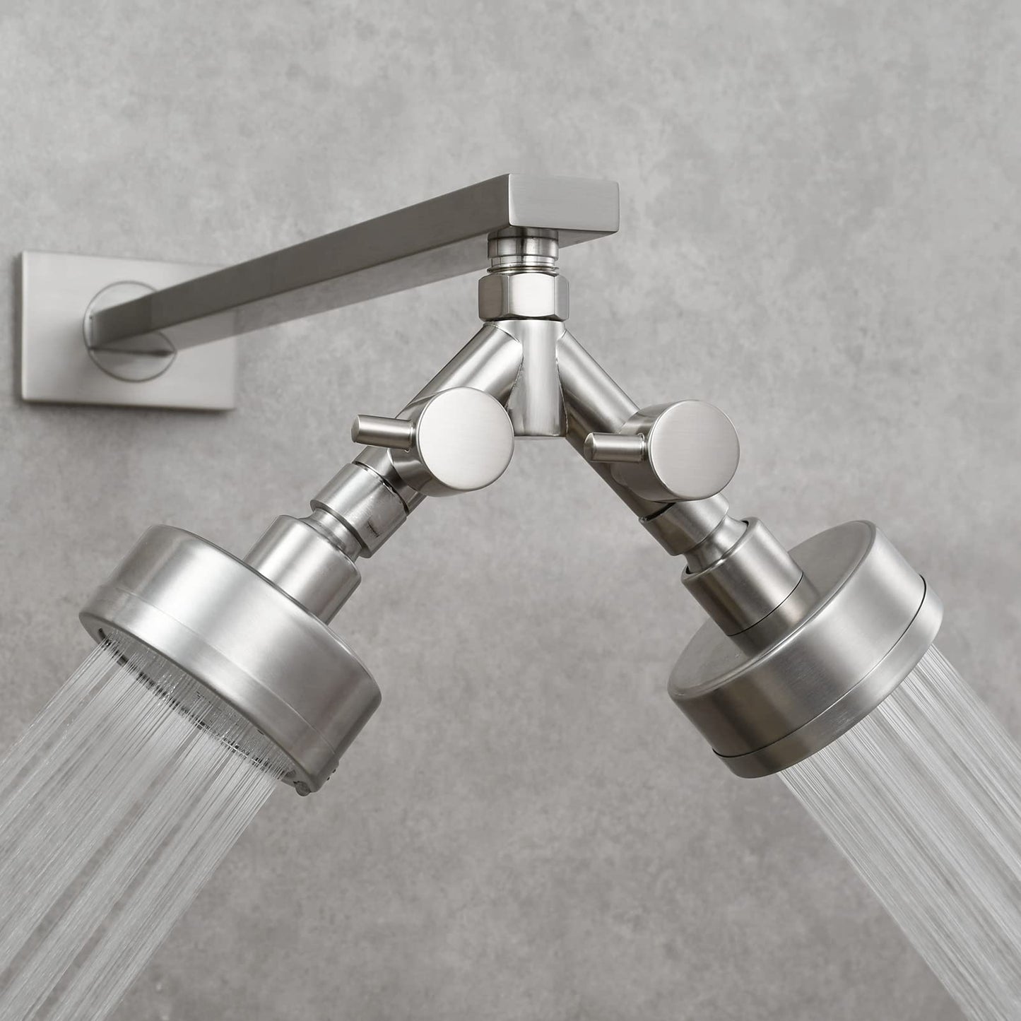 Tecmolog 2-Way Y Distributor 1/2 Inch Brass Adapter Diverter Valve Shower with Shut-off Valves, Brushed Nickel, DSF014ANA
