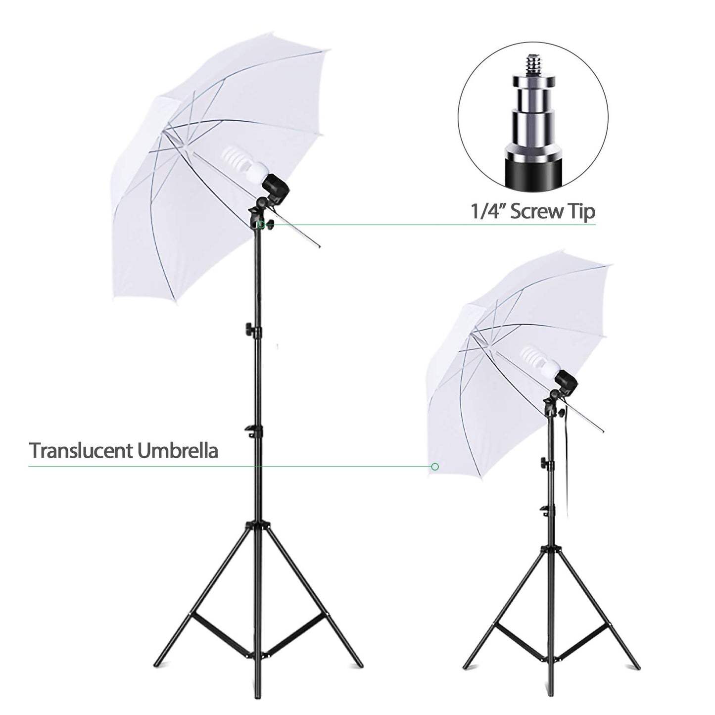 Andoer Photo Studio Kit, 1.8M x 2.7M Background Support System (Green Black White) with Softbox, Continuous Light, White Soft Light Umbrella, Reflector for Portraits, Product Photography, and Video Recording