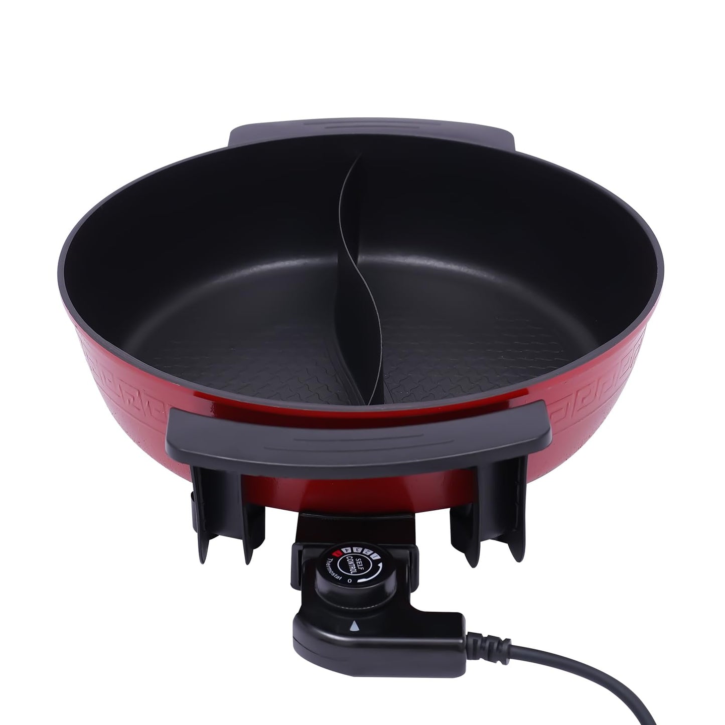Electric Hotpot Pot with Divider - 6L Chinese Fire Pot for 8 People (1360W) | Electric Leak Protection, Energy Saving Function, Lid & Heating Base