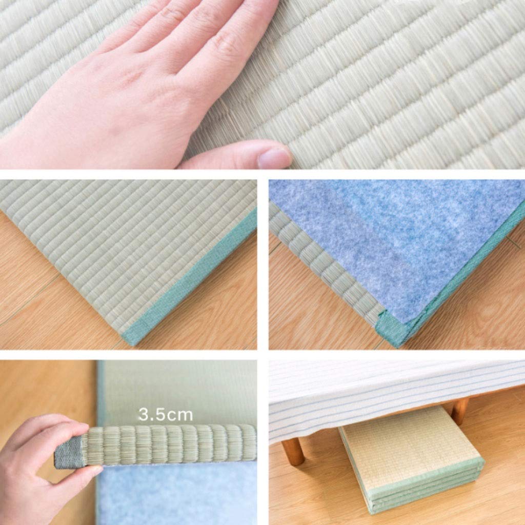 Japanese traditional Tatami mat/Futon mattress, firm and comfortable/natural grass/foldable, easily collapsible, ideal for bed, meditation, yoga, zen room/Japanese tea room, 3.5 cm thick.