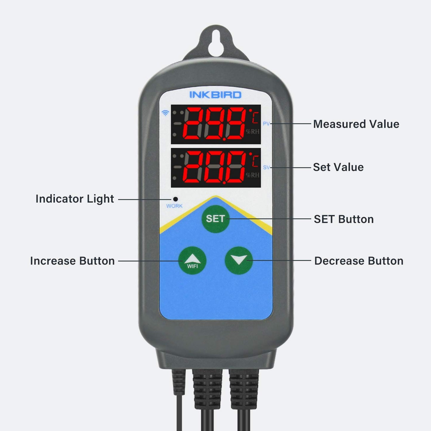 Inkbird WiFi Thermostat, dual time cycles, alarm function, two outlets (heating only).