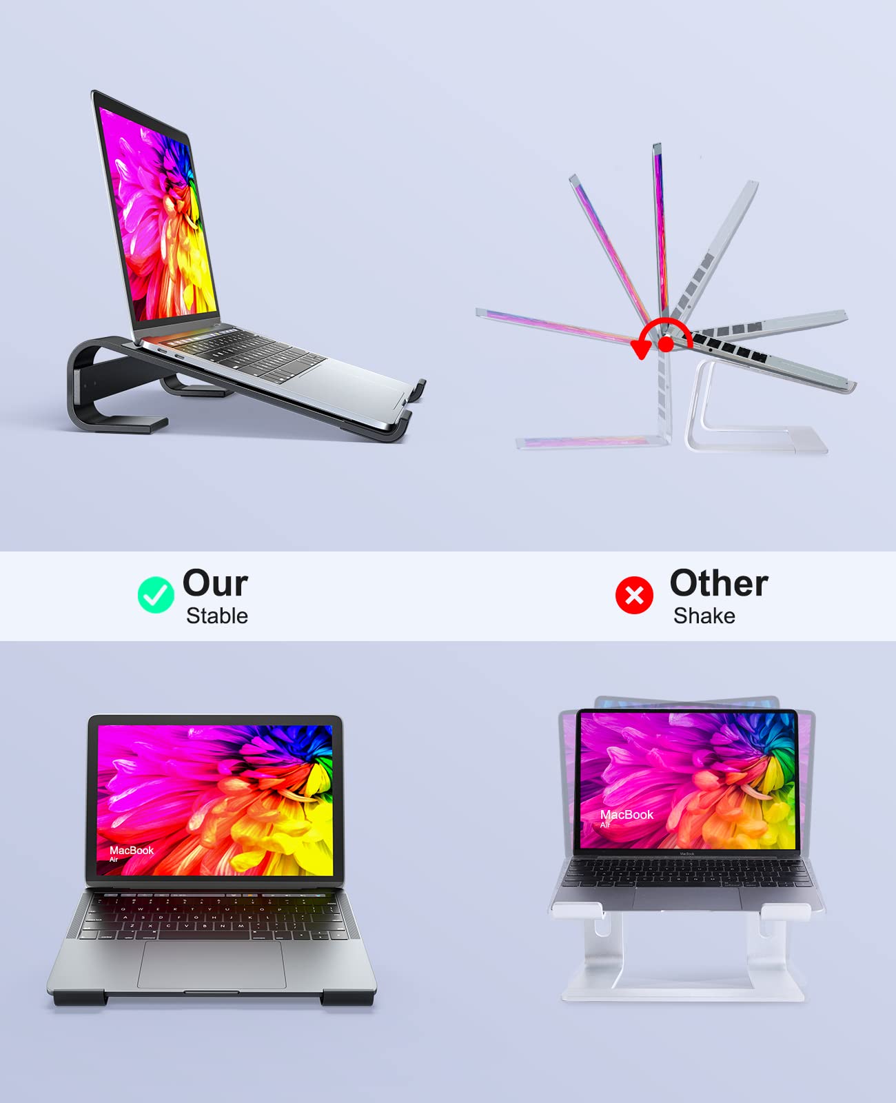 Soqool Laptop Stand, Ergonomic Laptop Holder for Desk, Aluminum Notebook Stand with Ventilation, Compatible with MacBook Air/Pro, Lenovo, Huawei, Acer, Dell, HP (10-17 inches)
