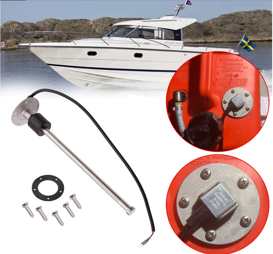 KAOLALI level sensor, fuel gauge stainless steel fuel send unit water level sensor for boats 5 hole fuel and water gauge 350mm