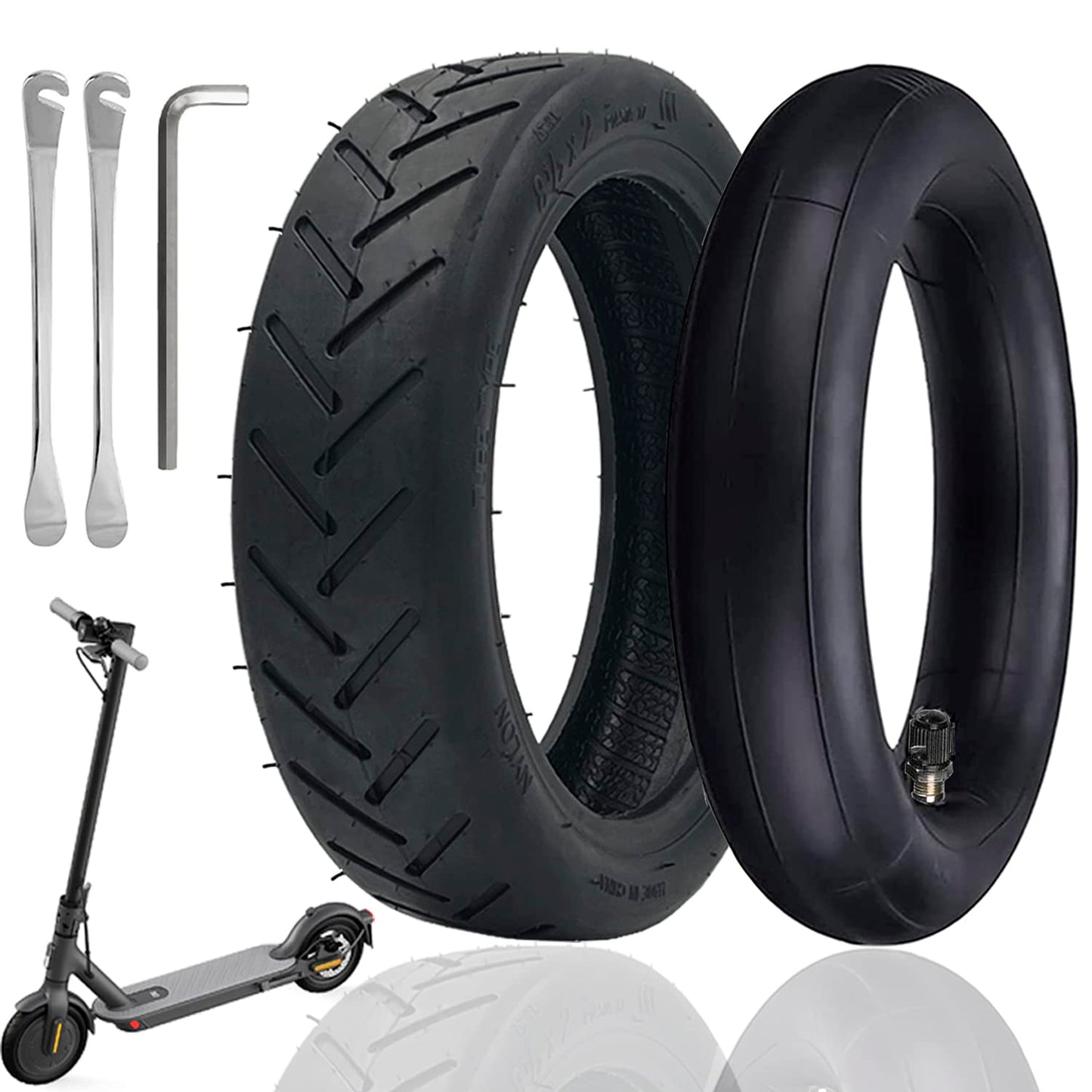 OUXI E-Scooter tire 8 1/2 tire 1 tire and 1 tube package E-Scooter spare tube + tire 8.5 inch compatible with Xiaomi M365/M365Pro2 electric scooter-black replacement wheels for scooter 50/75-6.1
