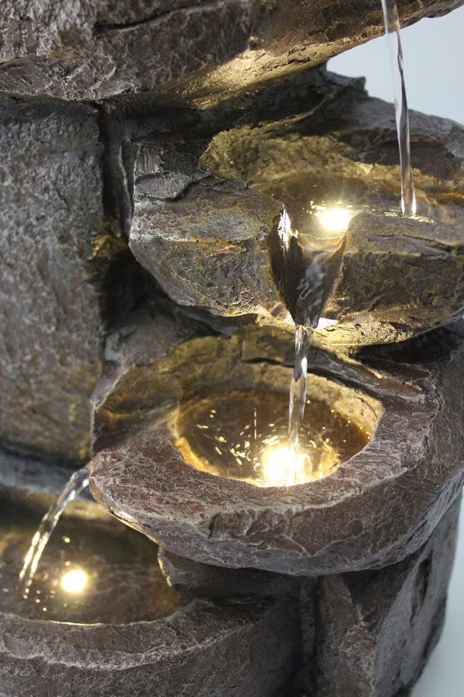 Arnusa fountain BK851 waterfall with lighting garden fountain indoor fountain cascade fountain terrace fountain decoration, brown gray, 50x30 cm.