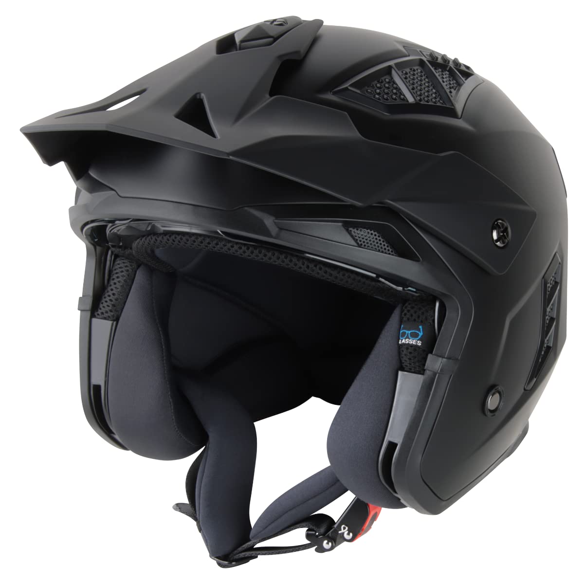 VINZ Kioto Jet Helmet / Streetfighter Helmet | ECE 22.06 approved | Motorcycle Helmet | Scooter Helmet with Sun Visor | Jet Helmet with removable chin guard - Matte Black