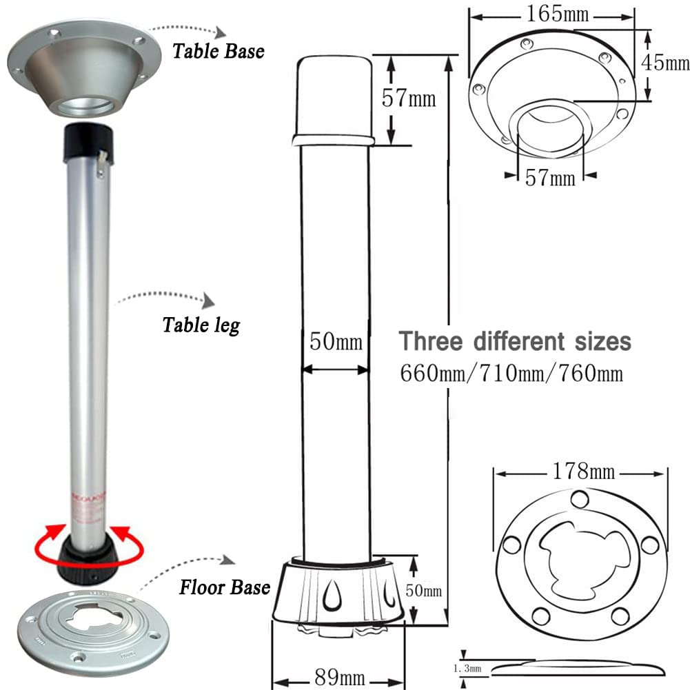 DarkSwan Removable table legs, aluminum alloy folding table legs, RV camping table legs, table leg for RV boat & yacht, 66cm