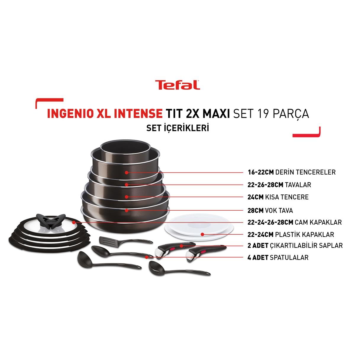 Tefal L15099 Ingenio Titanium 2X XL Intense Maxi 19-piece Pan and Pot Set - 2100125500