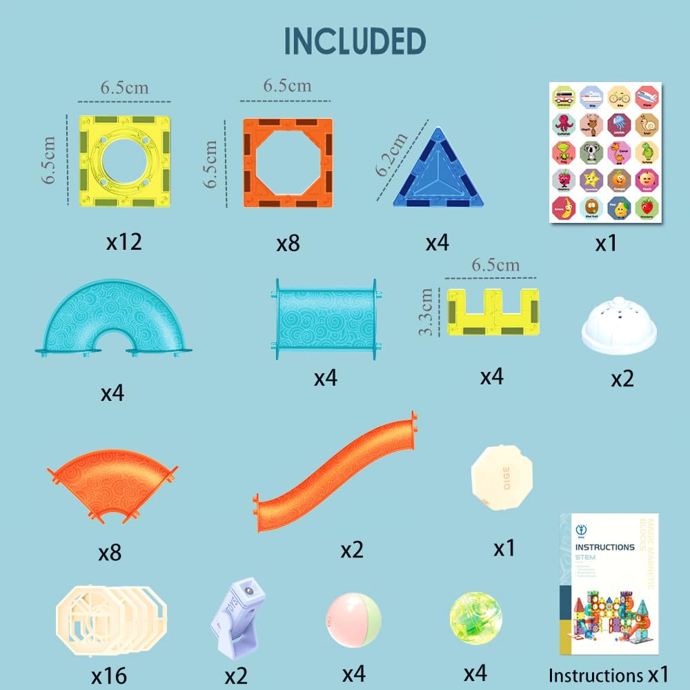 Morkka Magnetic Building Blocks, STEM Montessori Toys for Kids 3-8 Years 3D Learning Toy Set Construction Blocks Gift for Boys Girls Orbital Blocks Track Building (75PCS)